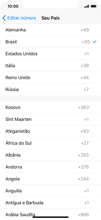 Pressione o país desejado. Pressione o país desejado.