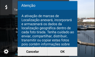 Se você quiser ativar a marcação geográfica, deve pressionar Ok. Se você quiser ativar a marcação geográfica, deve pressionar Ok.