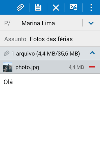 Pressione o ícone de enviar, quando você terminar de escrever seu e-mail. Pressione o ícone de enviar, quando você terminar de escrever seu e-mail.