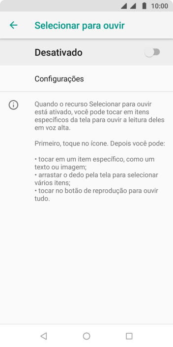 Pressione o indicador para ativar a função. Pressione o indicador para ativar a função.