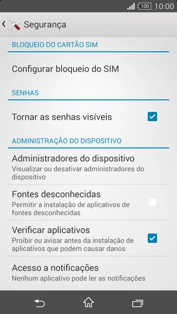 Pressione Configurar bloqueio do SIM. Pressione Configurar bloqueio do SIM.