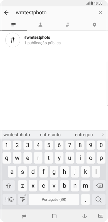 Pressione o hashtag desejado, e navegue até o post desejado. Pressione o hashtag desejado, e navegue até o post desejado.
