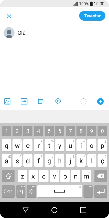 Digite o texto desejado, e pressione Tweetar. Digite o texto desejado, e pressione Tweetar.
