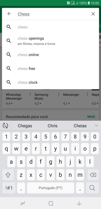 Insira o nome ou assunto do app desejado, e pressione o ícone de busca. Insira o nome ou assunto do app desejado, e pressione o ícone de busca.