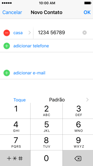Pressione o campo ao lado do número de telefone. Pressione o campo ao lado do número de telefone.