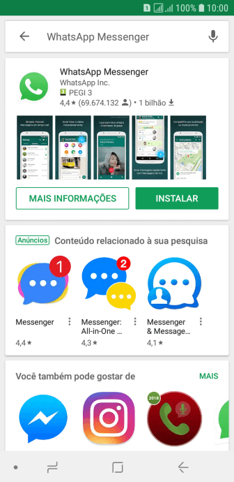 Pressione WhatsApp Messenger. Pressione WhatsApp Messenger.