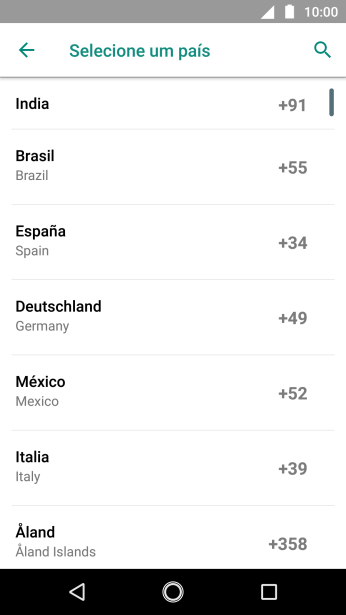 Pressione o país desejado. Pressione o país desejado.