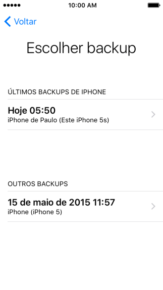Pressione a cópia de segurança desejada, e aguarde enquanto o celular restaura o seu conteúdo anterior da cópia de segurança selecionada. Siga as indicações do visor para finalizar a ativação. Pressione a cópia de segurança desejada, e aguarde enquanto o celular restaura o seu conteúdo anterior da cópia de segurança selecionada. Siga as indicações do visor para finalizar a ativação.