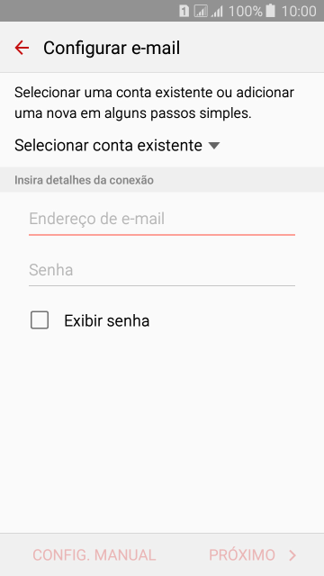 Pressione Endereço de e-mail, e digite o endereço de e-mail. Pressione Endereço de e-mail, e digite o endereço de e-mail.