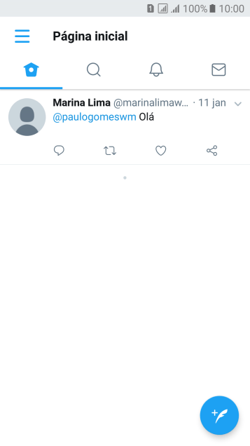 Pressione o ícone de novo tweet. Pressione o ícone de novo tweet.