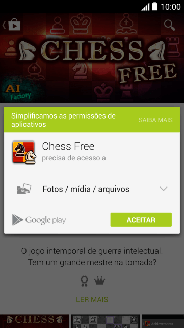 Pressione ACEITAR, e aguarde um instante enquanto o app é instalado. Pressione ACEITAR, e aguarde um instante enquanto o app é instalado.