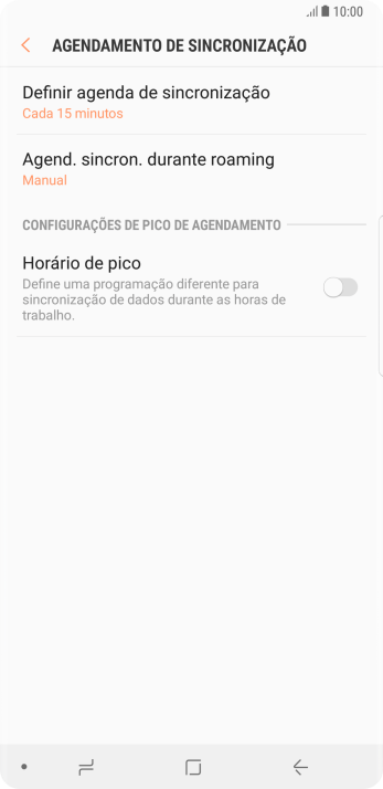 Pressione Definir agenda de sincronização. Pressione Definir agenda de sincronização.