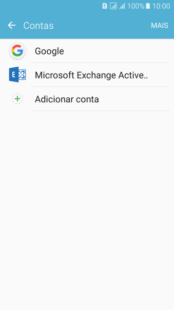 Se a tela mostrar essa imagem, sua conta foi reconhecida e configurada automaticamente. Siga as instruções da tela para inserir mais informações e finalizar a configuração. Se a tela mostrar essa imagem, sua conta foi reconhecida e configurada automaticamente. Siga as instruções da tela para inserir mais informações e finalizar a configuração.
