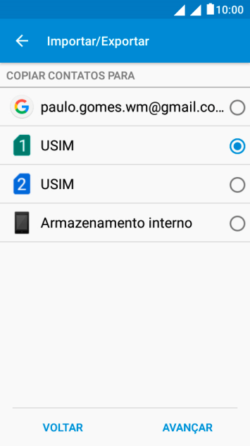Pressione AVANÇAR. Pressione AVANÇAR.