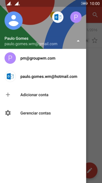 Pressione a conta de e-mail desejada. Pressione a conta de e-mail desejada.