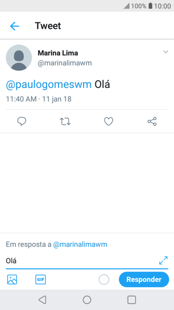 Escreva a resposta desejada, e pressione Responder. Escreva a resposta desejada, e pressione Responder.