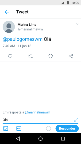 Escreva a resposta desejada, e pressione Responder. Escreva a resposta desejada, e pressione Responder.