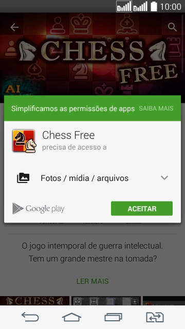 Pressione ACEITAR, e aguarde um instante enquanto o app é instalado. Pressione ACEITAR, e aguarde um instante enquanto o app é instalado.