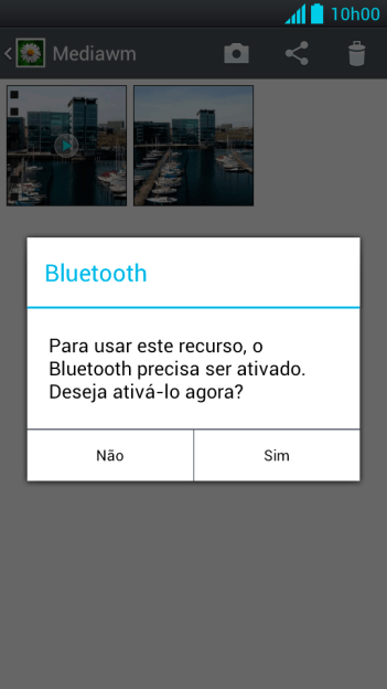 Se o Bluetooth estiver desativado, você deve pressionar Sim para ativá-lo. Se o Bluetooth estiver desativado, você deve pressionar Sim para ativá-lo.