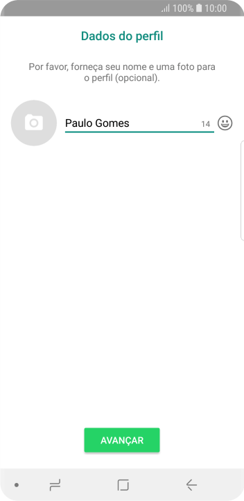 Digite o nome do usuário, e pressione AVANÇAR. Digite o nome do usuário, e pressione AVANÇAR.