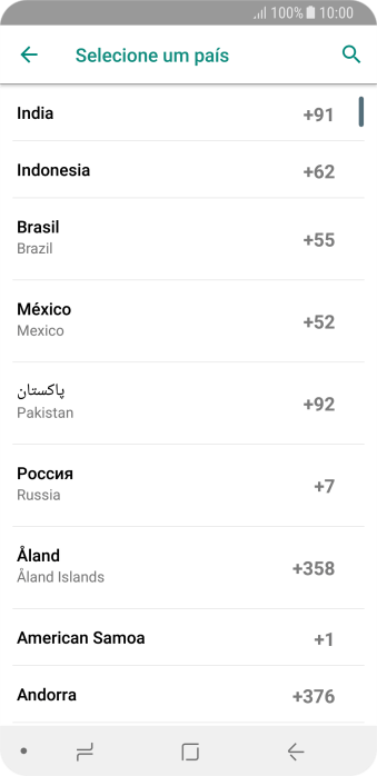 Pressione o país desejado. Pressione o país desejado.
