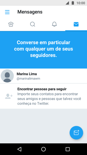 Pressione o ícone de nova mensagem. Pressione o ícone de nova mensagem.