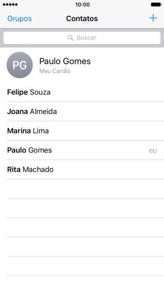Pressione o ícone de novo contato. Pressione o ícone de novo contato.