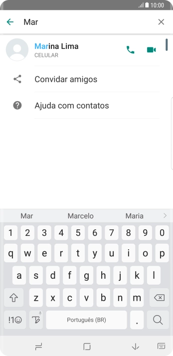 Pressione o ícone de chamada de voz para realizar uma chamada de voz para o contato. Pressione o ícone de chamada de voz para realizar uma chamada de voz para o contato.