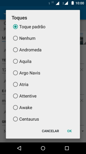 Pressione os toques desejados para escutá-los. Pressione os toques desejados para escutá-los.