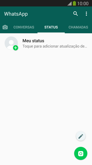Pressione o ícone de novo status. Pressione o ícone de novo status.