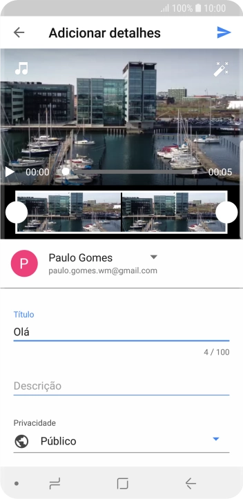 Escreva o texto desejado, e pressione o ícone de upload. Escreva o texto desejado, e pressione o ícone de upload.