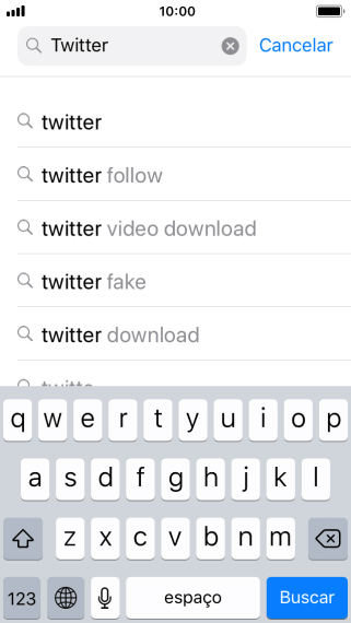 Digite Twitter, e pressione Buscar. Digite Twitter, e pressione Buscar.