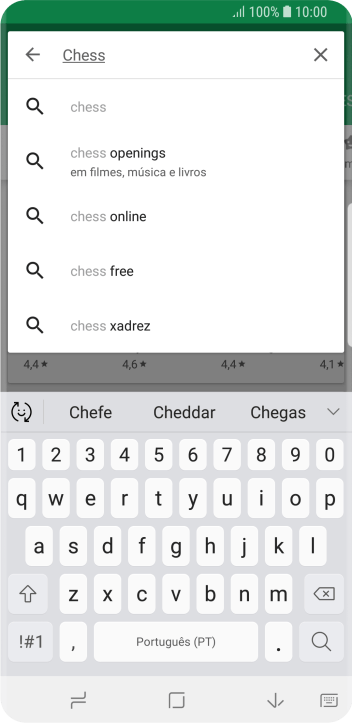 Insira o nome ou assunto do app desejado, e pressione o ícone de busca. Insira o nome ou assunto do app desejado, e pressione o ícone de busca.