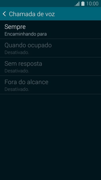 Pressione o tipo de encaminhamento desejado. Pressione o tipo de encaminhamento desejado.