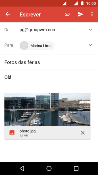 Pressione o ícone de enviar quando você terminar de escrever seu e-mail. Pressione o ícone de enviar quando você terminar de escrever seu e-mail.