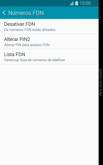 Pressione Desativar FDN para desativar a os números de discagem fixa. Pressione Desativar FDN para desativar a os números de discagem fixa.