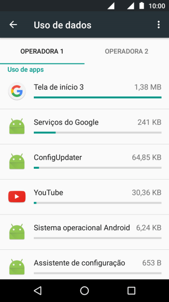 O uso de dados para cada aplicativo é mostrado em Uso de apps. O uso de dados para cada aplicativo é mostrado em Uso de apps.