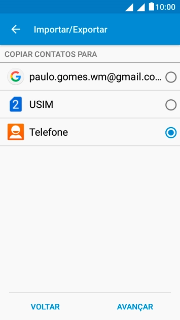 Pressione AVANÇAR. Pressione AVANÇAR.