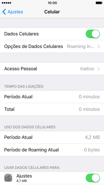 O uso total de dados é mostrado em USO DOS DADOS CELULARES. O uso total de dados é mostrado em USO DOS DADOS CELULARES.