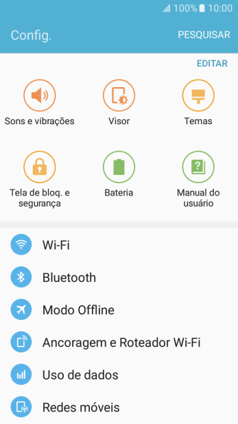 Pressione Redes móveis. Pressione Redes móveis.
