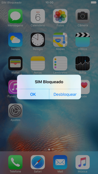 Se o seu chip estiver bloqueado, você deve pressionar Desbloquear. Se o seu chip estiver bloqueado, você deve pressionar Desbloquear.