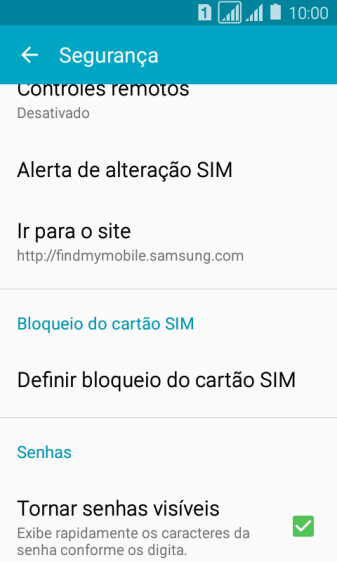 Pressione Definir bloqueio do cartão SIM. Pressione Definir bloqueio do cartão SIM.