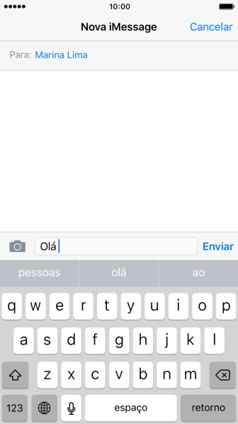 Pressione Enviar, quando você terminar de digitar sua iMessage. Pressione Enviar, quando você terminar de digitar sua iMessage.