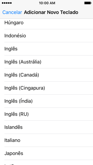 Pressione o idioma desejado para adicioná-lo. Pressione o idioma desejado para adicioná-lo.