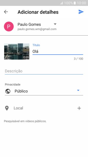 Pressione o ícone de fazer upload. Pressione o ícone de fazer upload.