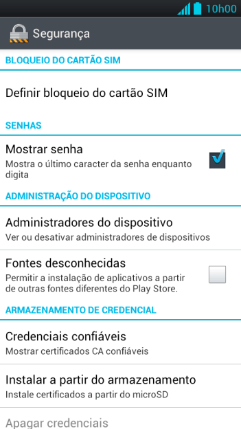 Pressione Definir bloqueio do cartão SIM. Pressione Definir bloqueio do cartão SIM.