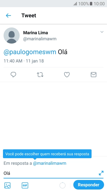 Escreva a resposta desejada, e pressione Responder. Escreva a resposta desejada, e pressione Responder.