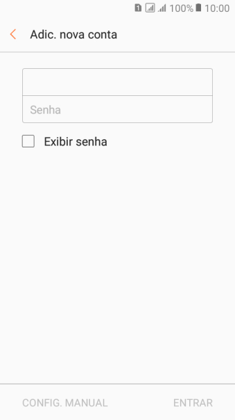 Pressione Senha e digite a senha da sua conta e-mail. Pressione Senha e digite a senha da sua conta e-mail.