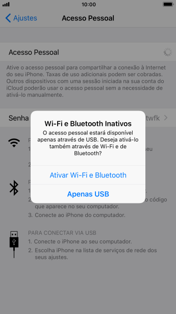 Se o Wi-Fi estiver desativado, você deve pressionar Ativar Wi-Fi e Bluetooth. Se o Wi-Fi estiver desativado, você deve pressionar Ativar Wi-Fi e Bluetooth.