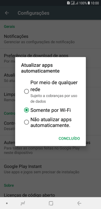 Para ativar a atualização automática de apps via rede celular, você deve pressionar Por meio de qualquer rede. Sujeito a cobranças por uso de dados. Para ativar a atualização automática de apps via rede celular, você deve pressionar Por meio de qualquer rede. Sujeito a cobranças por uso de dados.